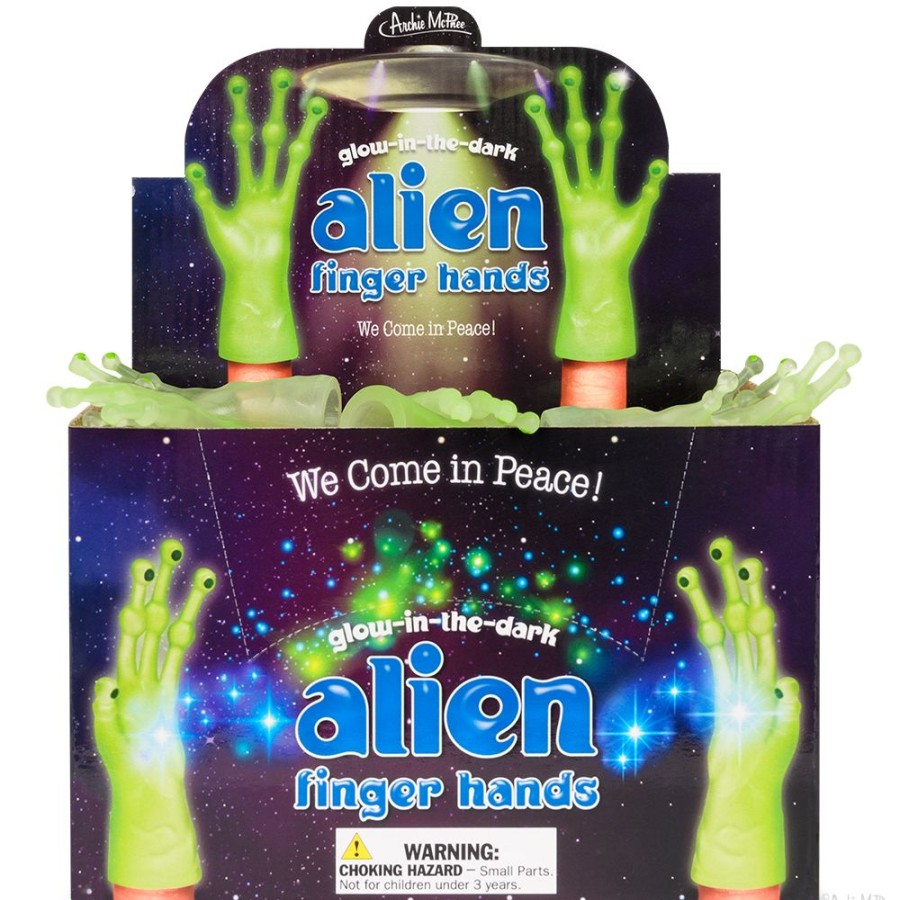 Fun Archie McPhee | Glow-In-The-Dark Alien Finger Hands Bulk Box