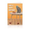 Gift, Party & Holiday Archie McPhee | Have A Happy Birthday Grey Cleaning Cat Greeting Card