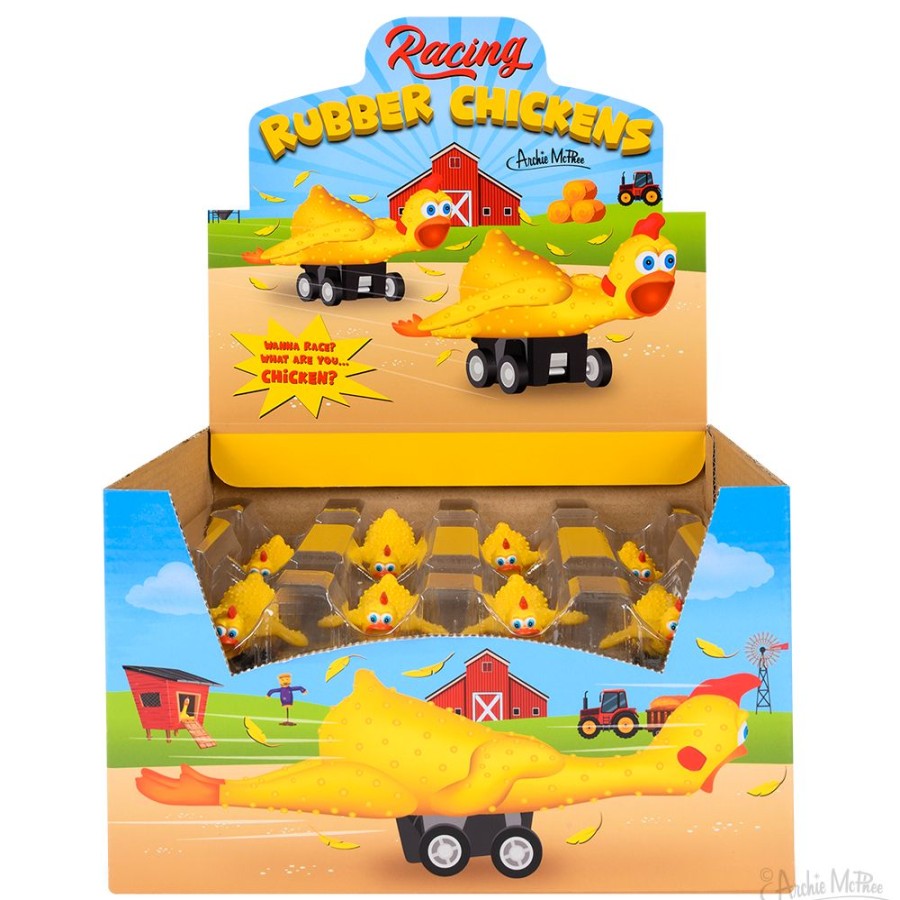 Gifts Archie McPhee | Racing Rubber Chickens Bulk Box