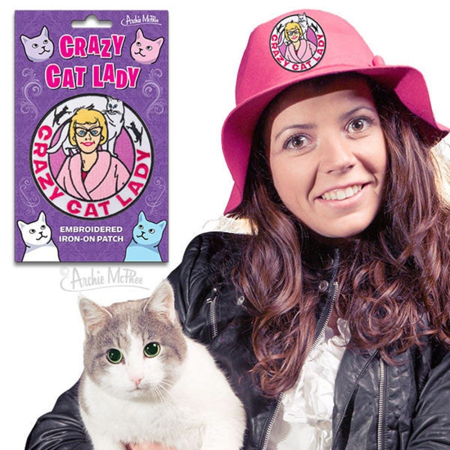 Gifts Archie McPhee | Crazy Cat Lady Embroidered Patch