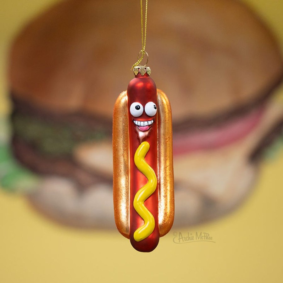 Gift, Party & Holiday Archie McPhee | Happy Hot Dog Ornament