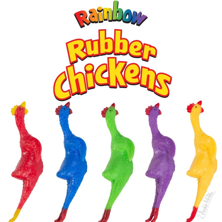 Gifts Archie McPhee | Rainbow Rubber Chickens