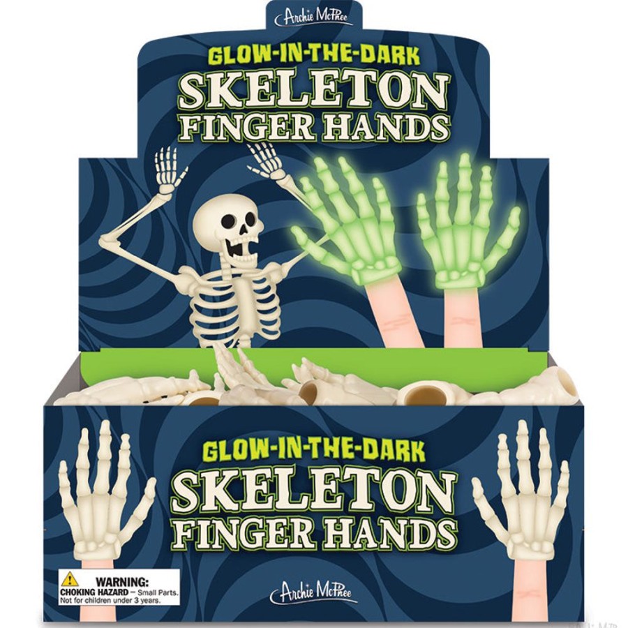 Bulk Archie McPhee | Glow-In-The-Dark Skeleton Finger Hands