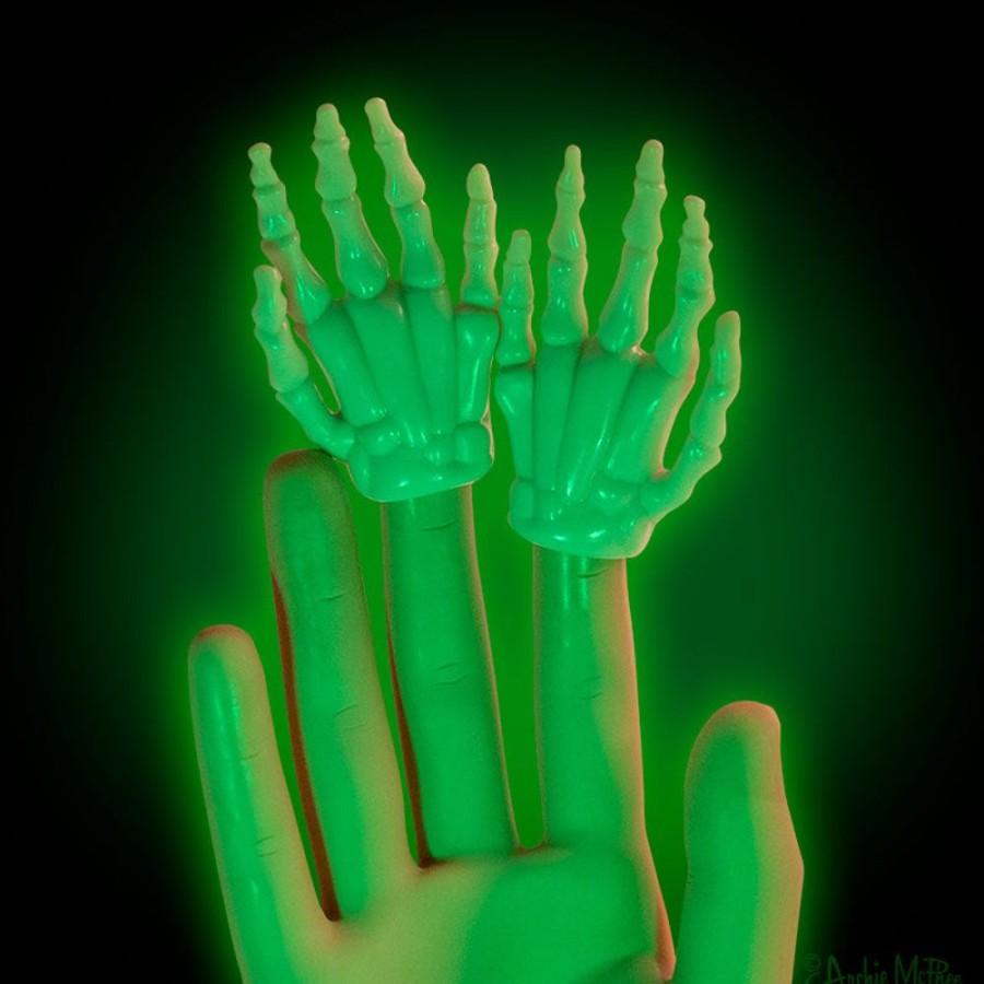 Bulk Archie McPhee | Glow-In-The-Dark Skeleton Finger Hands