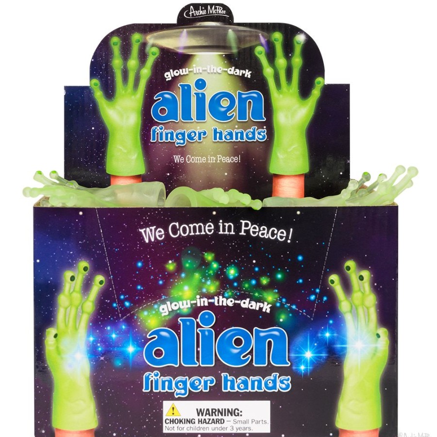 Bulk Archie McPhee | Glow-In-The-Dark Alien Finger Hands Bulk Box