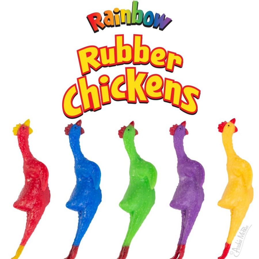 Bulk Archie McPhee | Rainbow Rubber Chickens