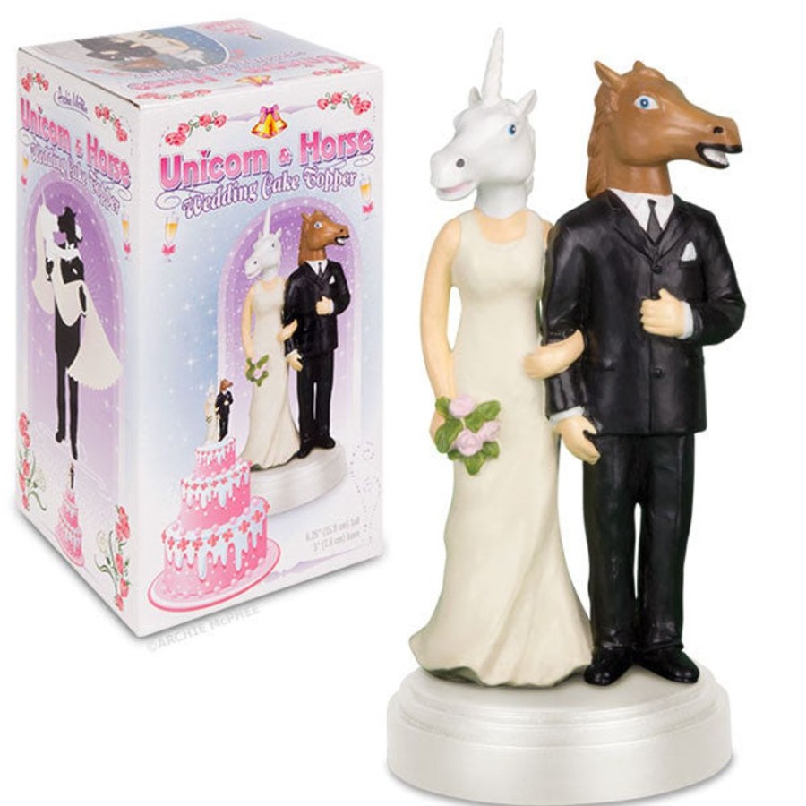 Gifts Archie McPhee | Unicorn And Horse Wedding Cake Topper