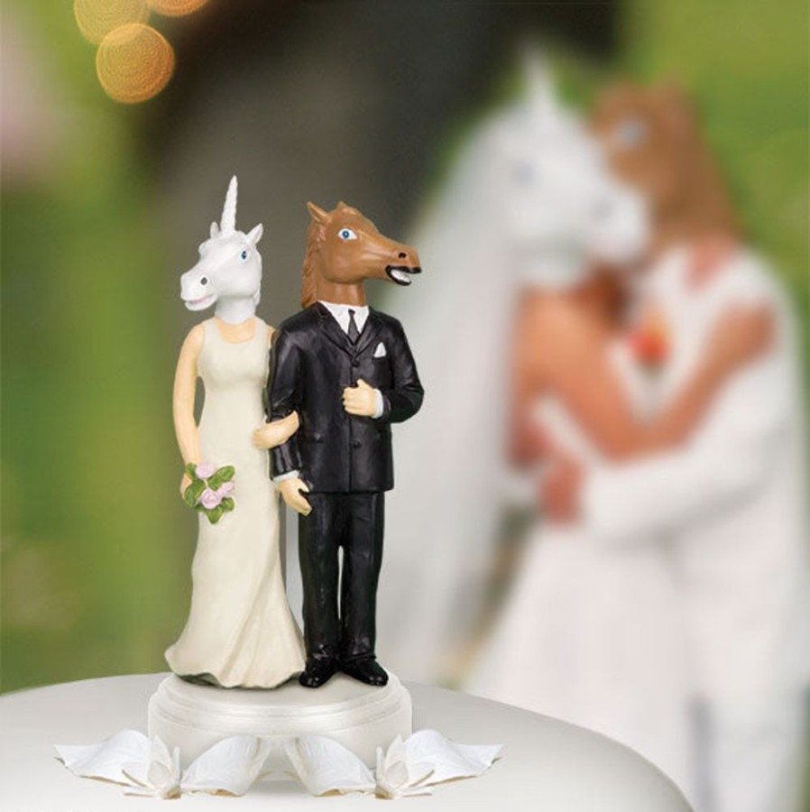 Gifts Archie McPhee | Unicorn And Horse Wedding Cake Topper