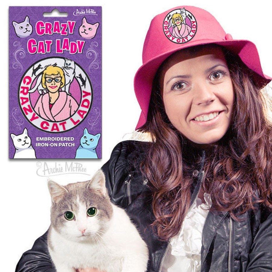 Gifts Archie McPhee | Crazy Cat Lady Embroidered Patch