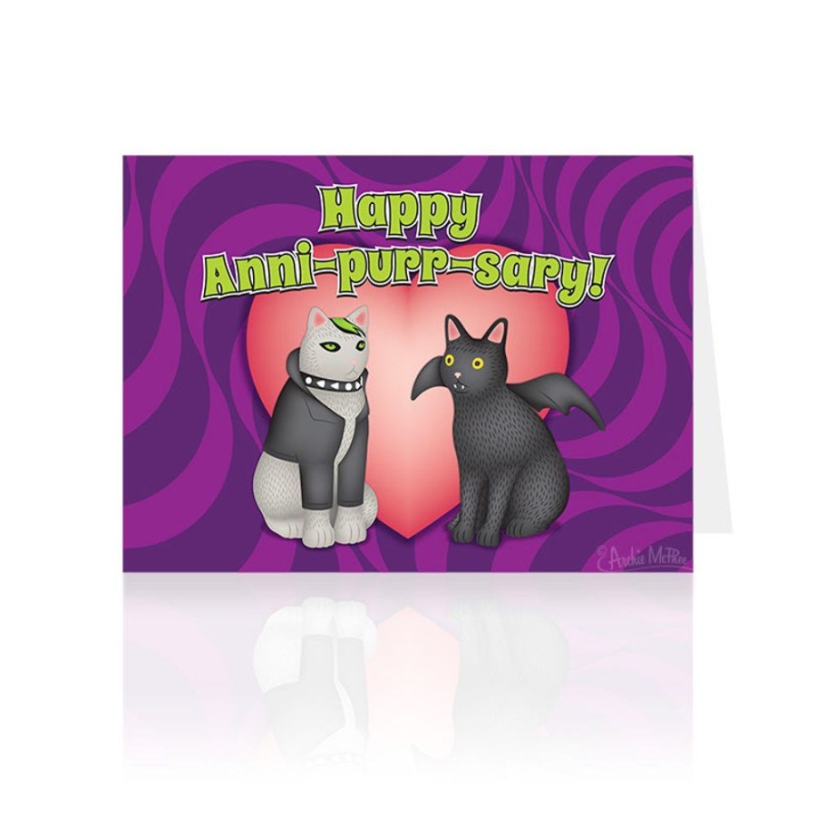 Gifts Archie McPhee | Happy Anni-Purr-Sary Goth Cats Greeting Card